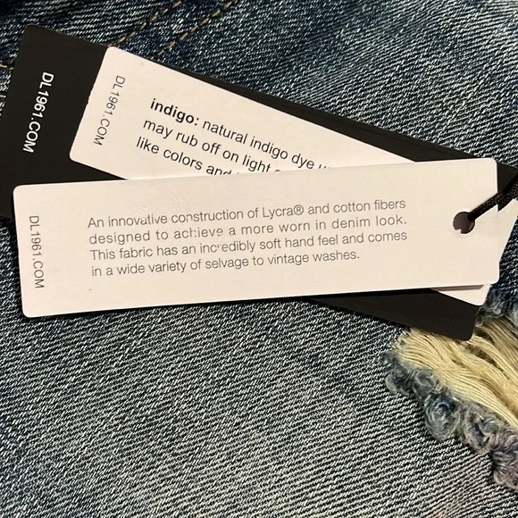 DL1961 IVY HIGH RISE FRINGED HEM DISTRESSED DENIM JEAN SHORTS **NWT** - Picture 12 of 12